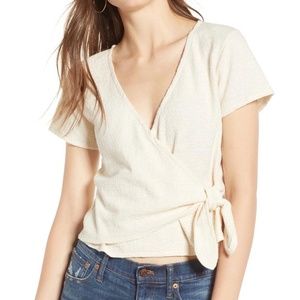 ✨NWT✨ MADEWELLTexture & Thread Wrap Tie Top in Bleached Linen Sz XXS